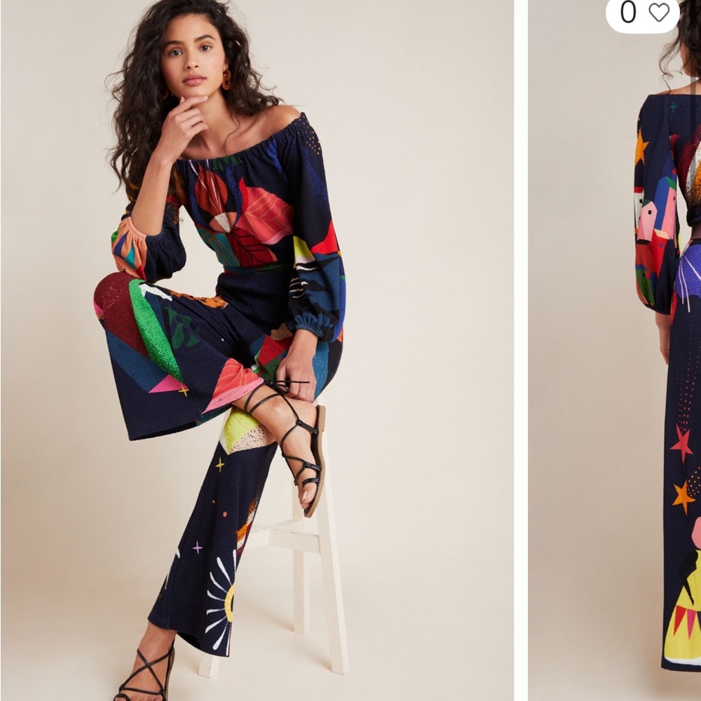 FARM Rio Blue Jumpsuit with Wide-Leg Silhouette